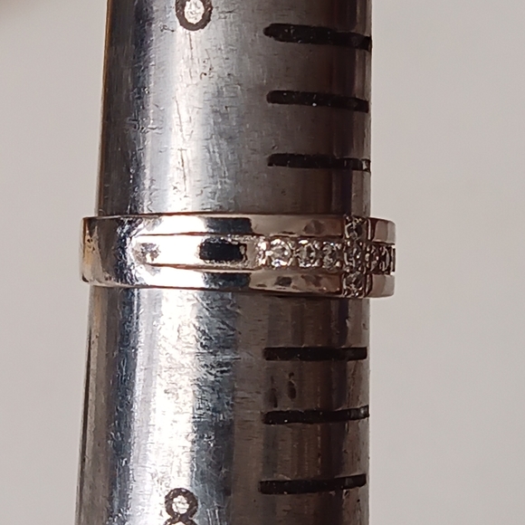 Silver CZ Cross Band Ring - Picture 2 of 6